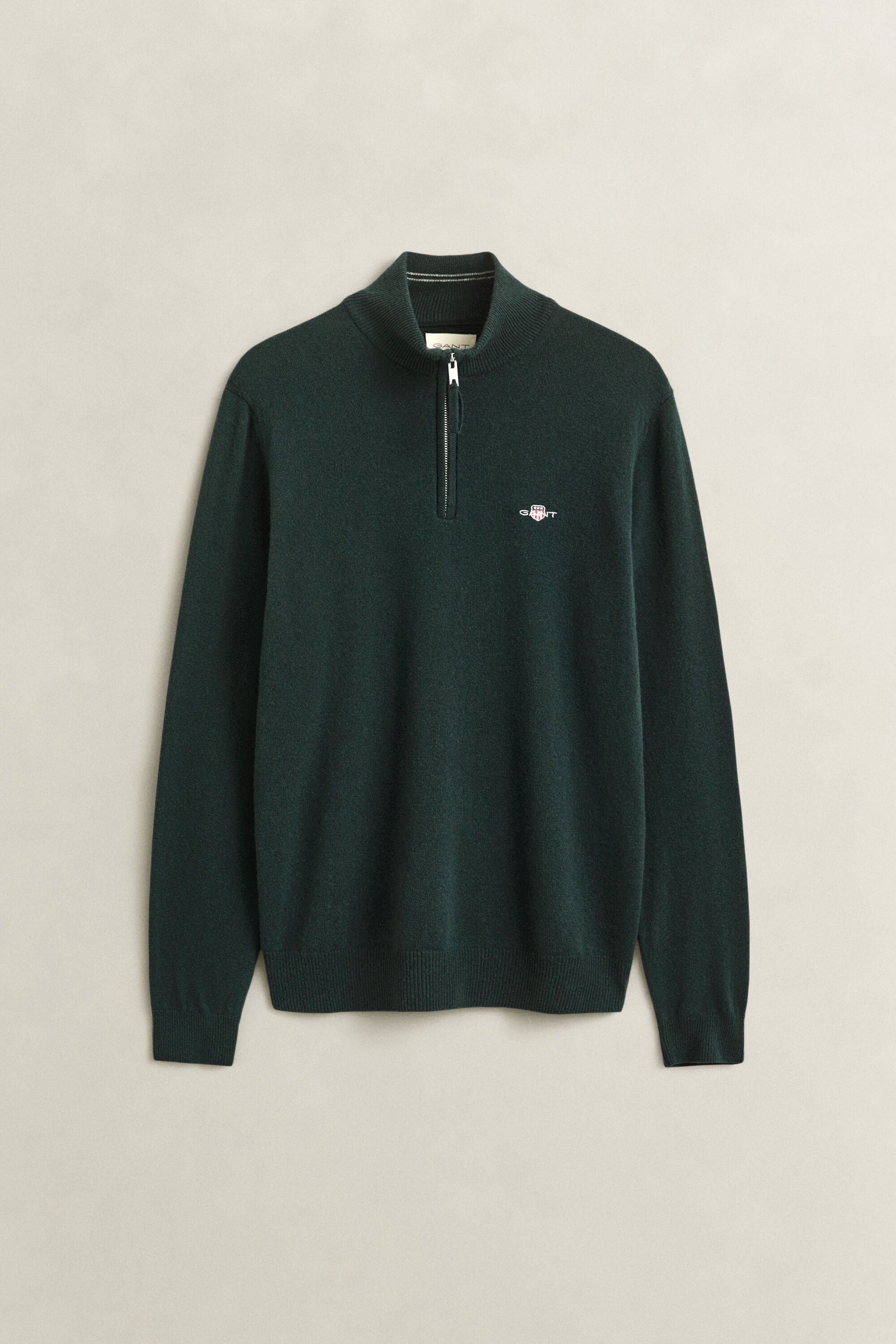 Sweater i lammeuld med halv lynlås