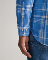 Regular fit ternet skjorte af bomuld og hør