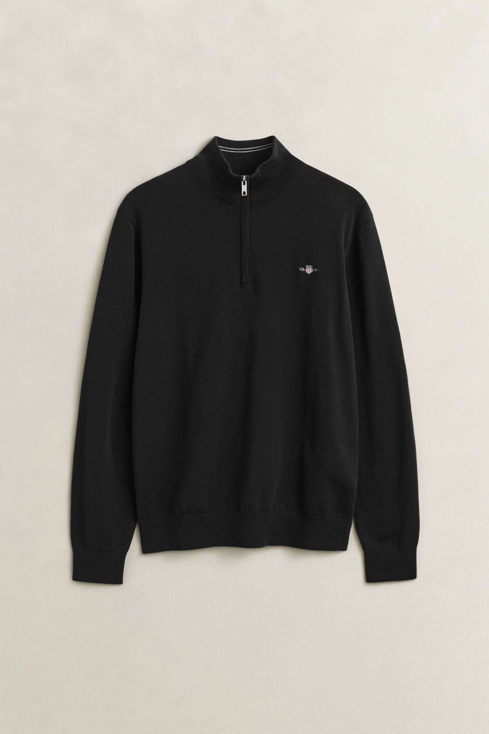 Klassiske sweater i bomuld med halv lynlås