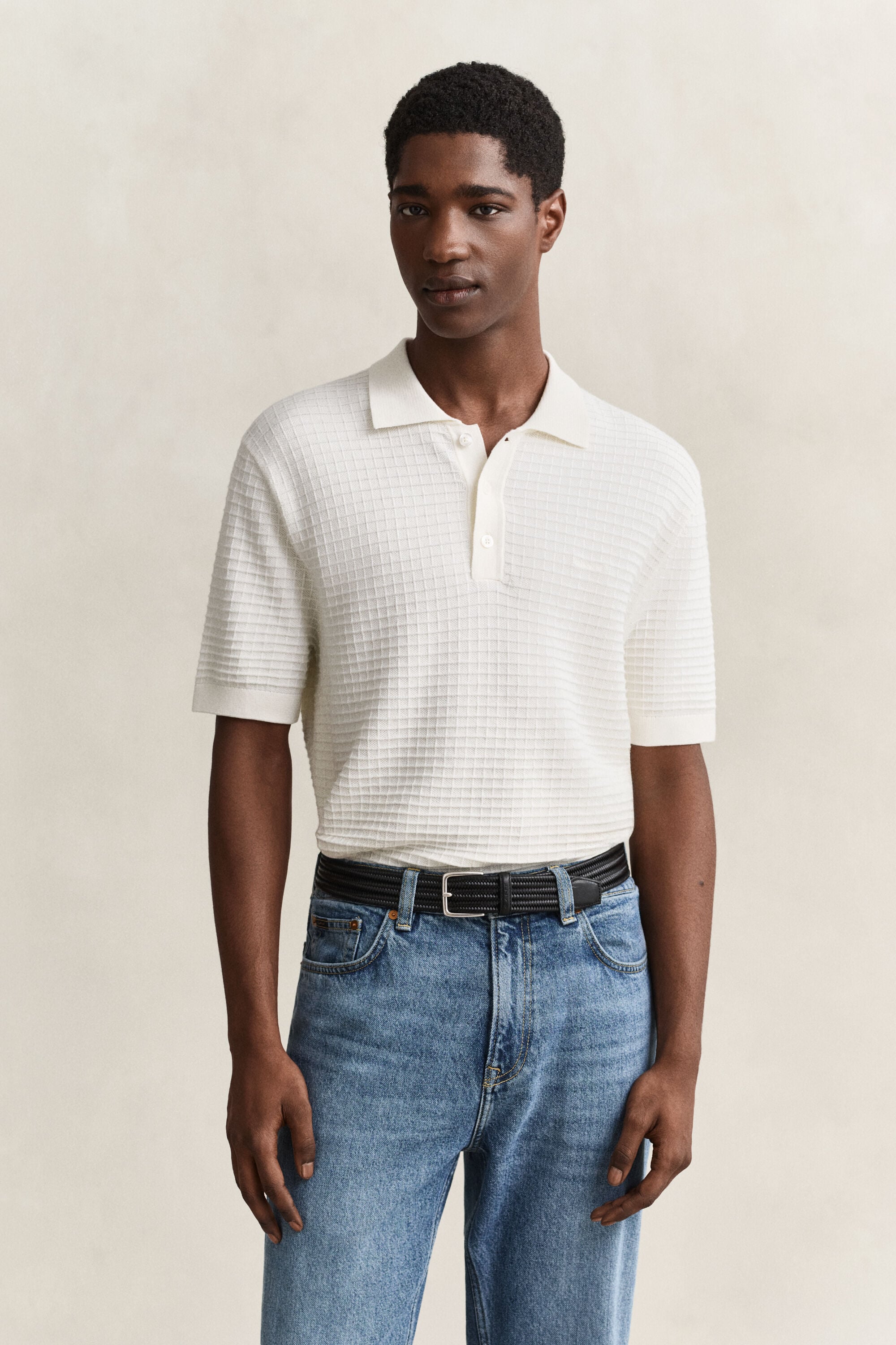 Tekstureret polosweater
