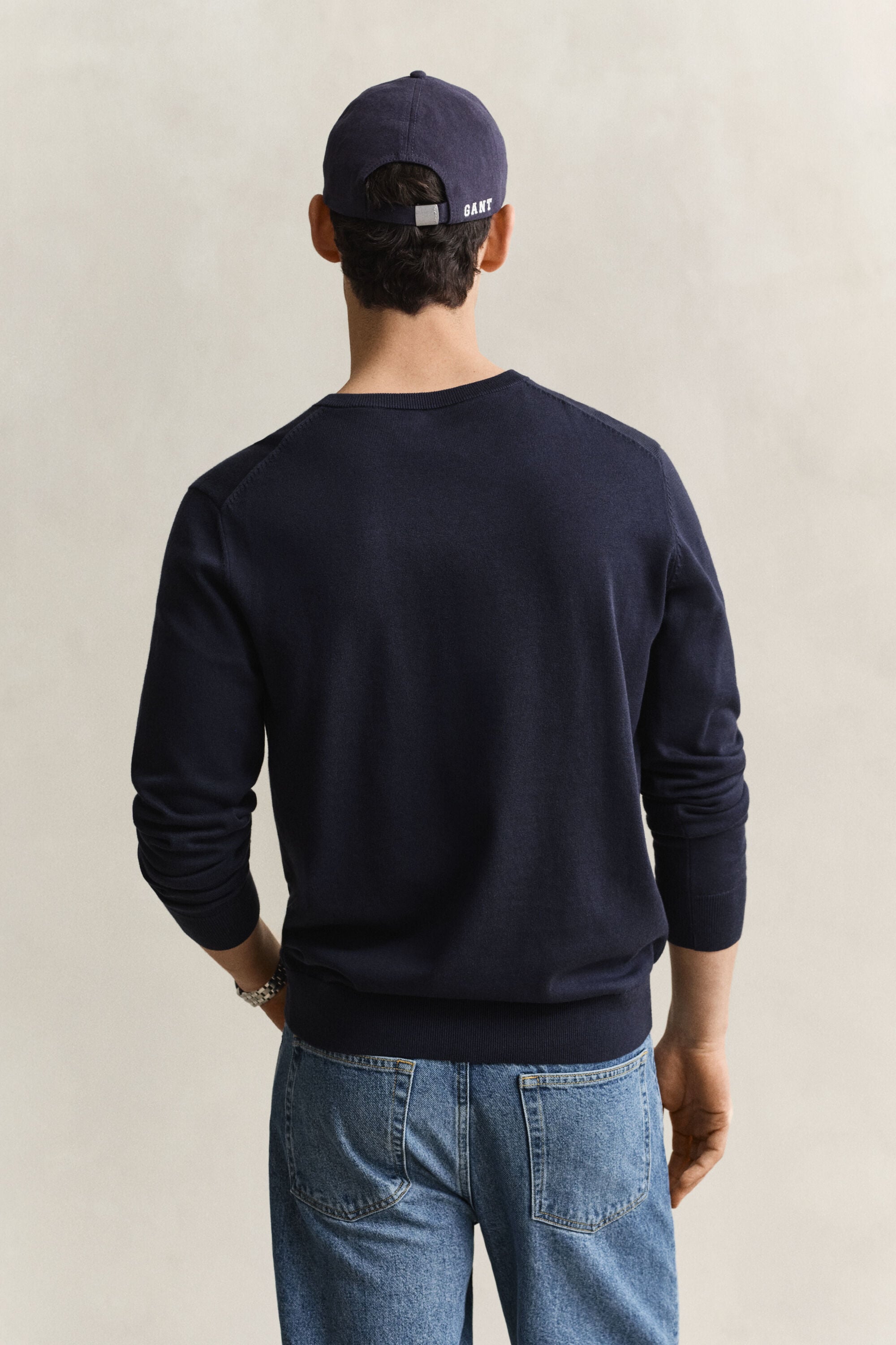 Sweater i bomuld med V-hals