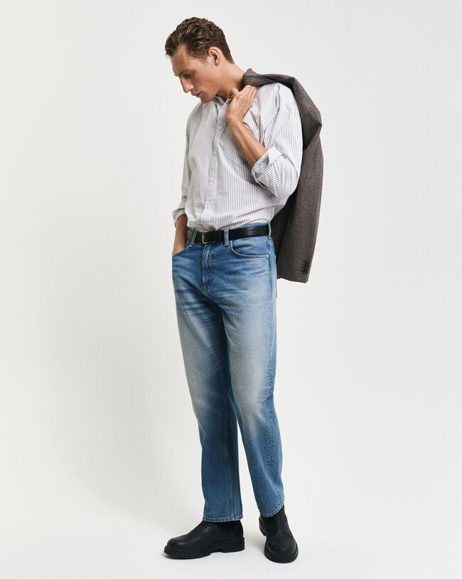 Relaxed fit Heritage Poplin skjorte med striber