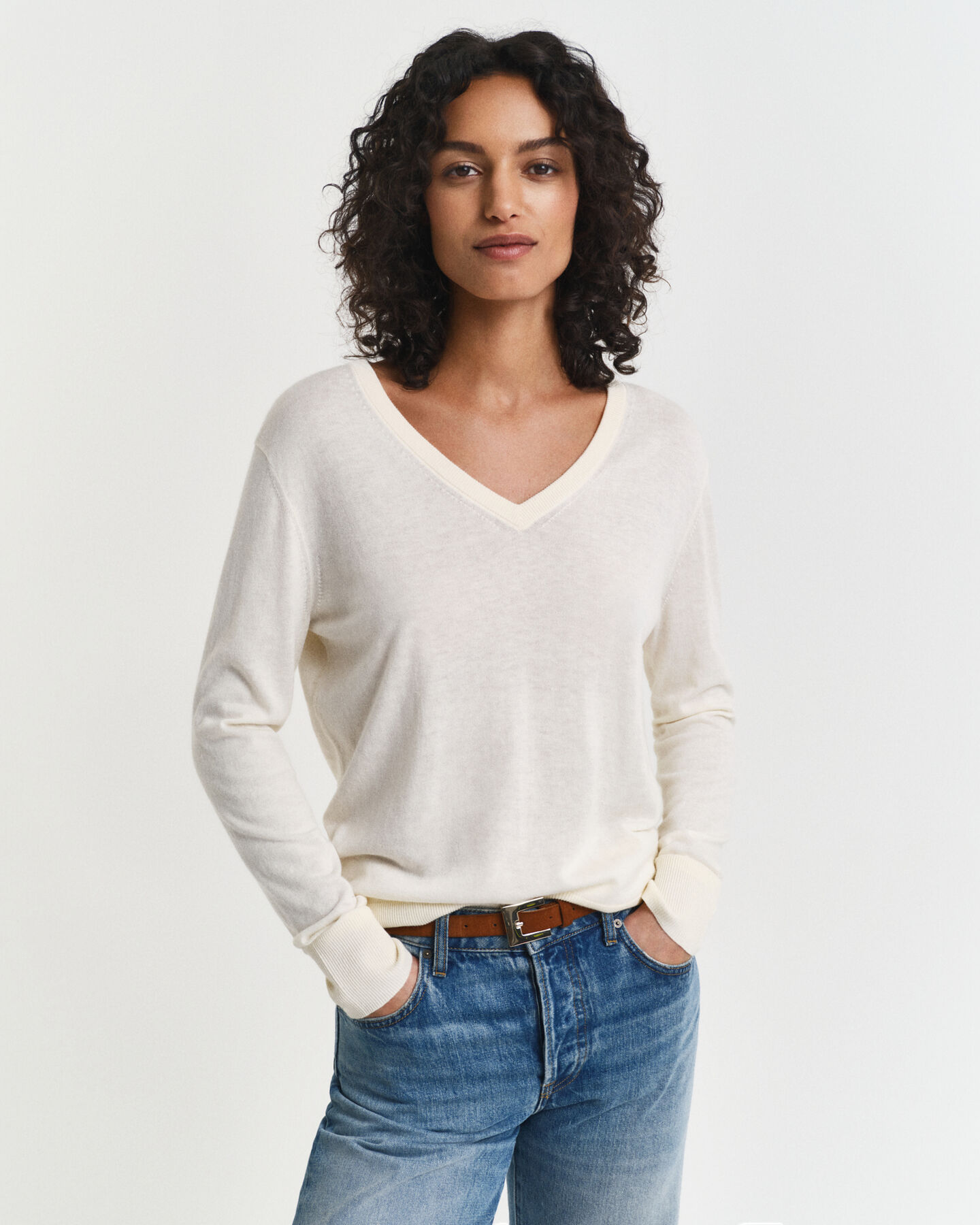 Fine Knit V-Neck Sweater