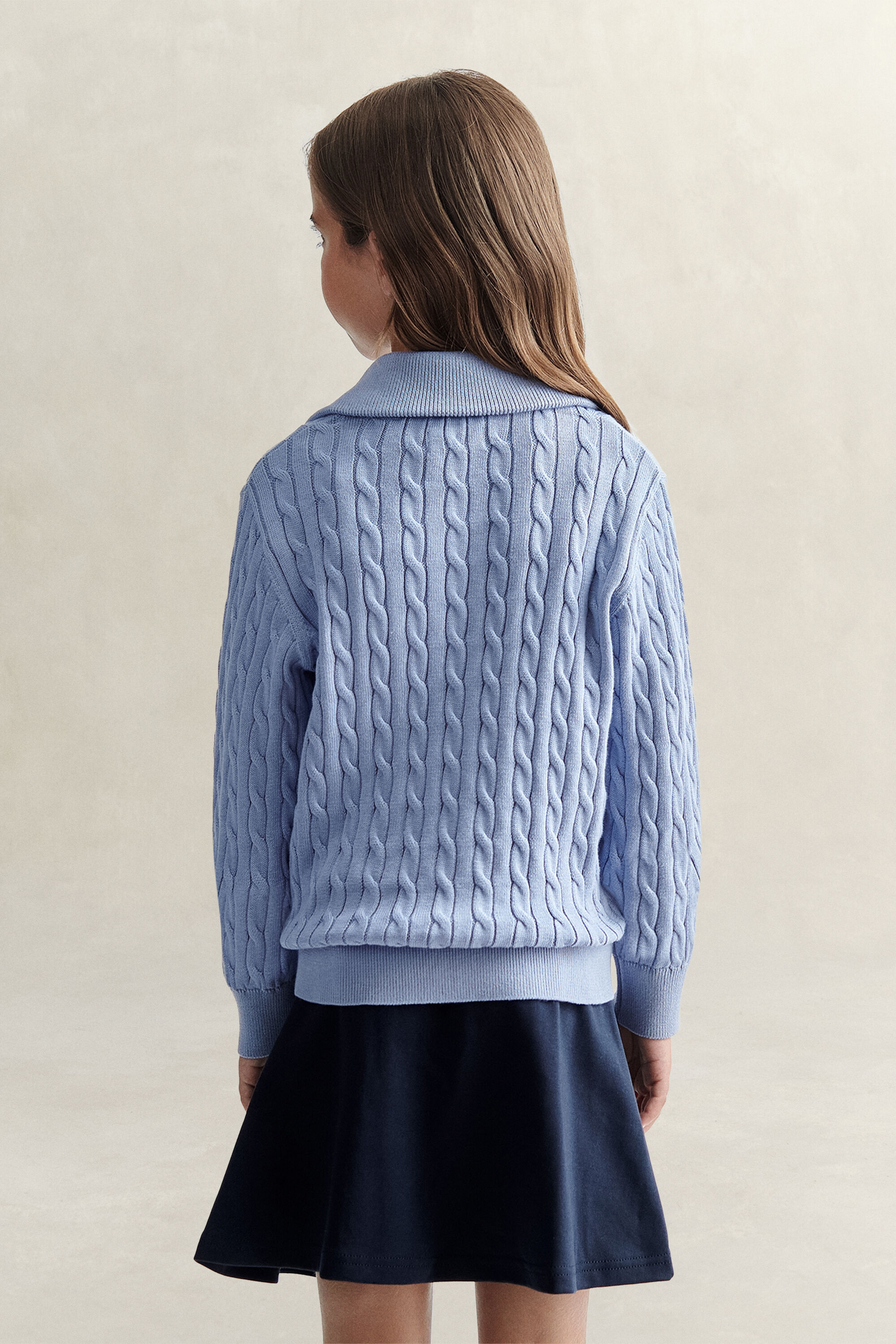 Teen Girls Cable Knit Half-Zip Sweater
