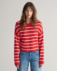 Stribet sweater med crewneck