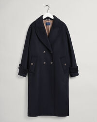 Kokon-overfrakke af uldblanding