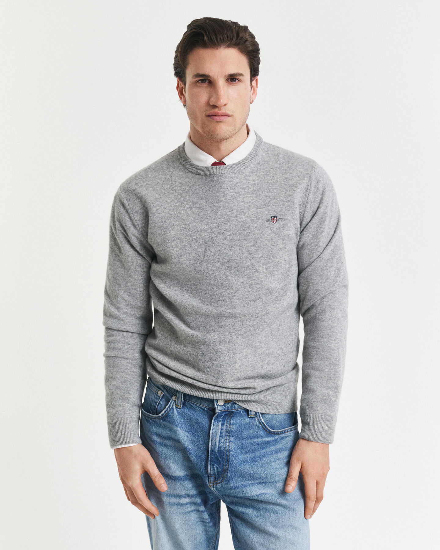 Crewneck sweater i ekstra fin lammeuld