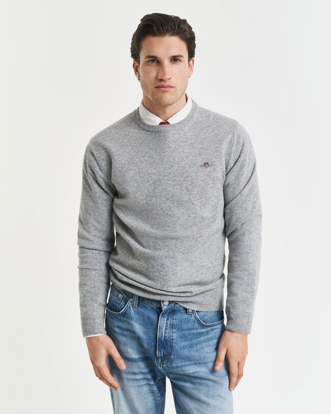 Crewneck sweater i ekstra fin lammeuld