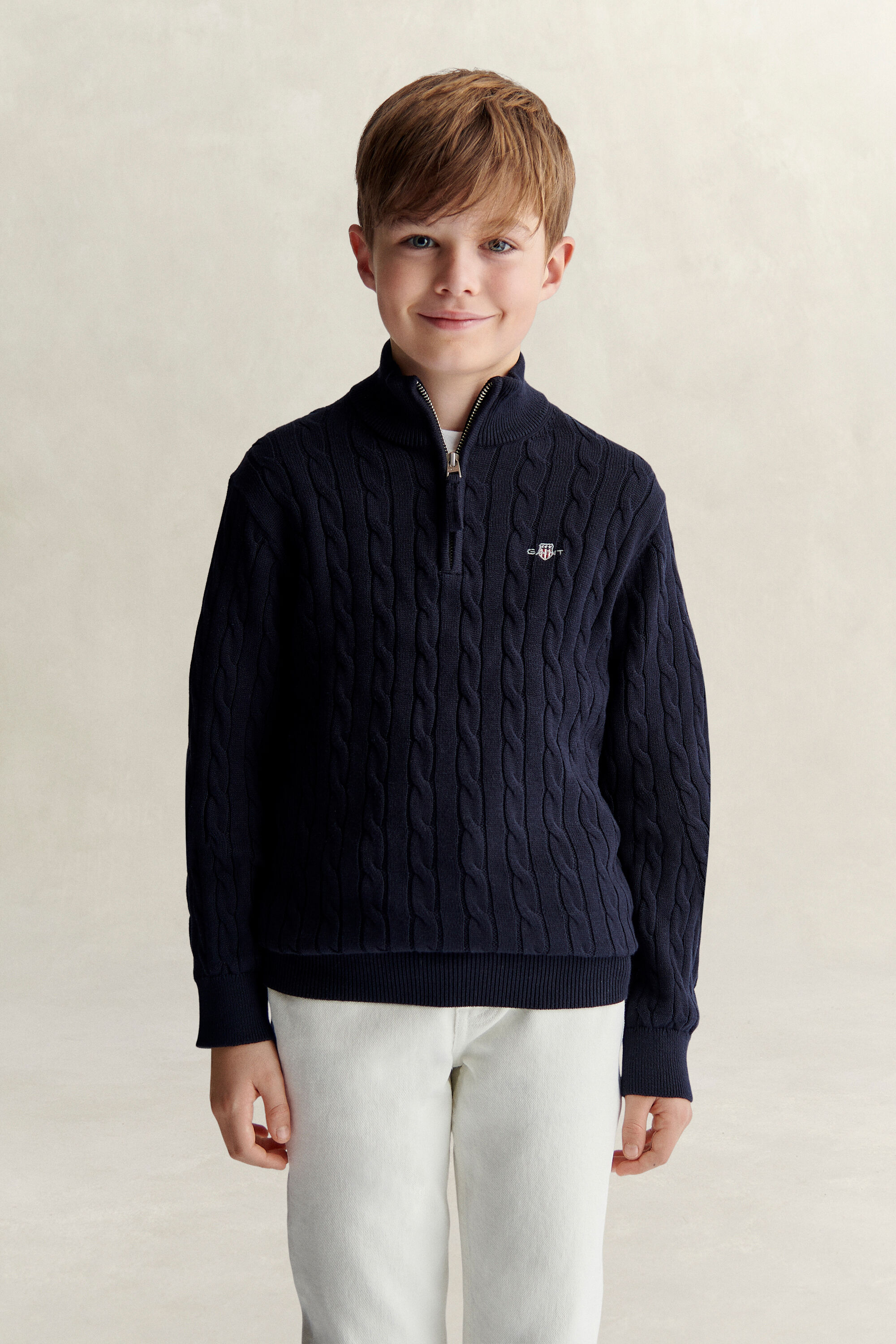 Teen Boys Shield sweater med halv lynlås