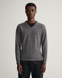 Sweater med V-hals af ekstra fin lammeuld