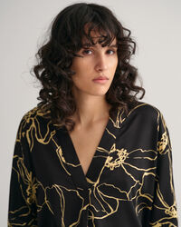 Bluse med V-hals og Line Drawing