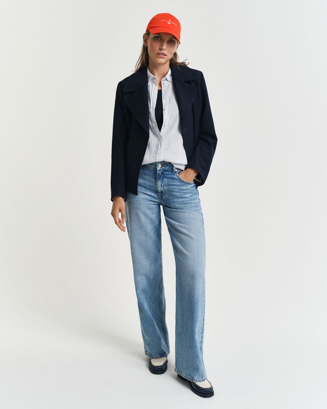 Regular fit stribet skjorte af hør