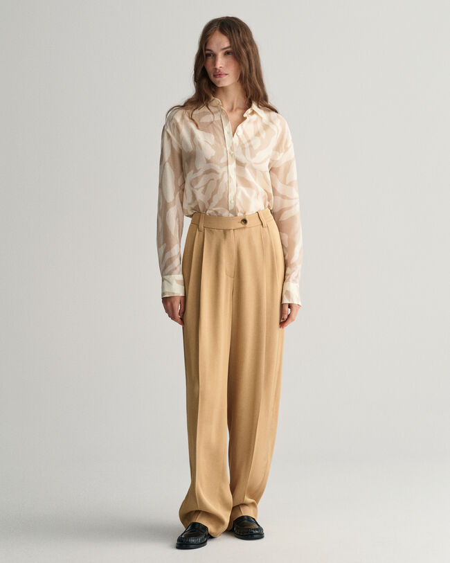 Relaxed fit Palm Print skjorte af bomuld og silke