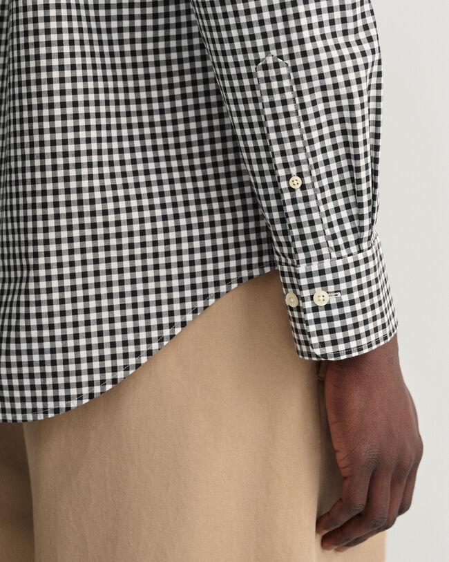 Regular fit gingham t&aelig;tv&aelig;vet skjorte