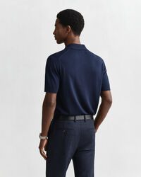 Kort&aelig;rmet polosweater af ekstra fin merinould