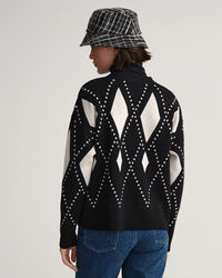 Argyle cardigan med V-hals