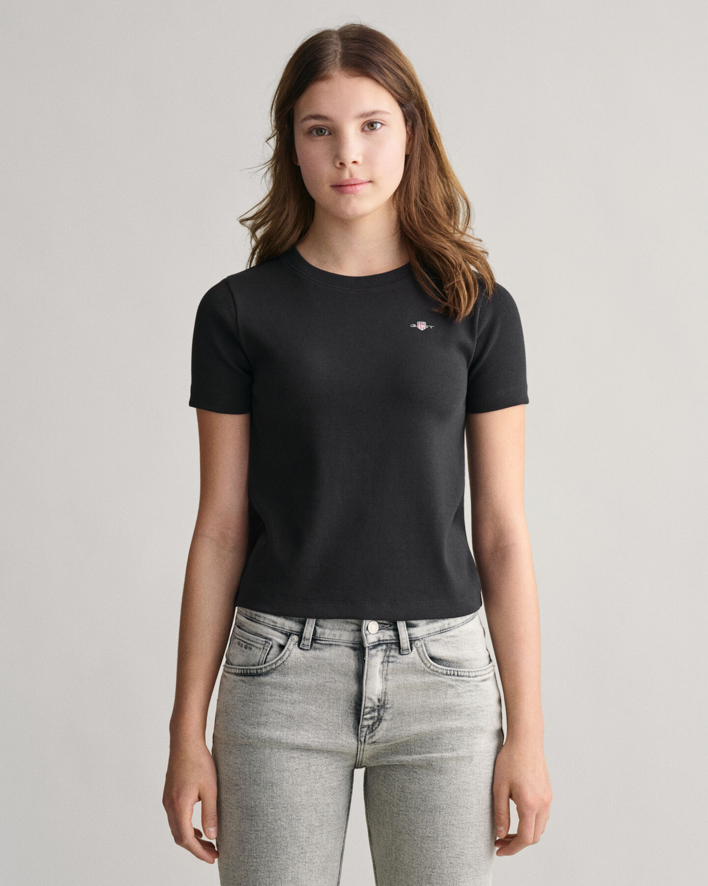 Teen Girls Shield ribstrikket T-shirt