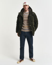 Stribet sweater med crewneck og nister i uldblanding