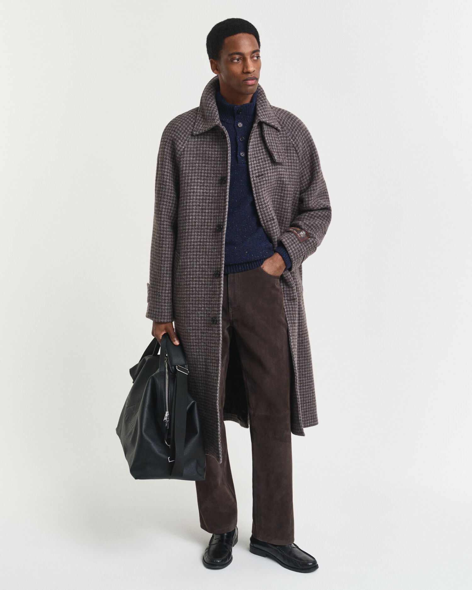 Halvknappet sweater med nister i uldblanding