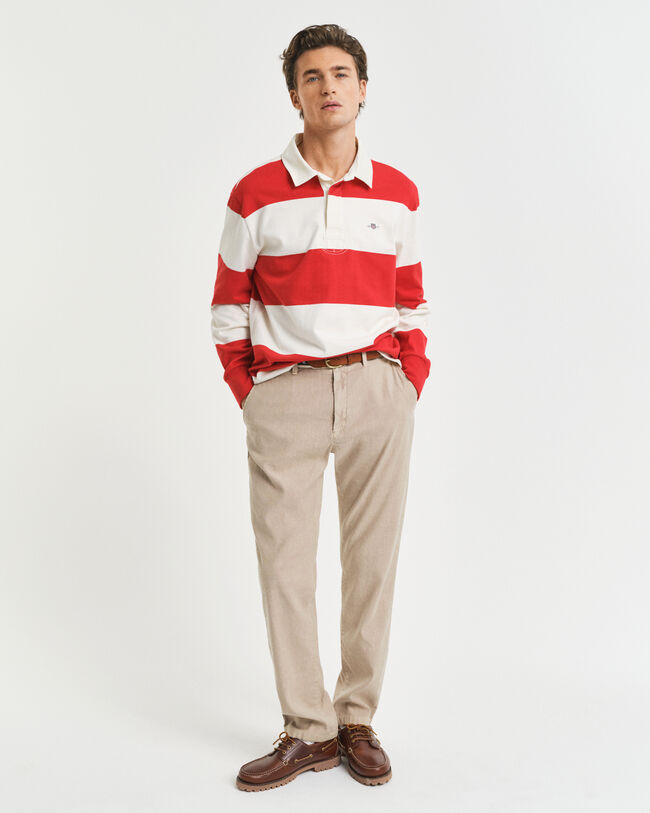 Slim fit chinobukser af bomuld og hør