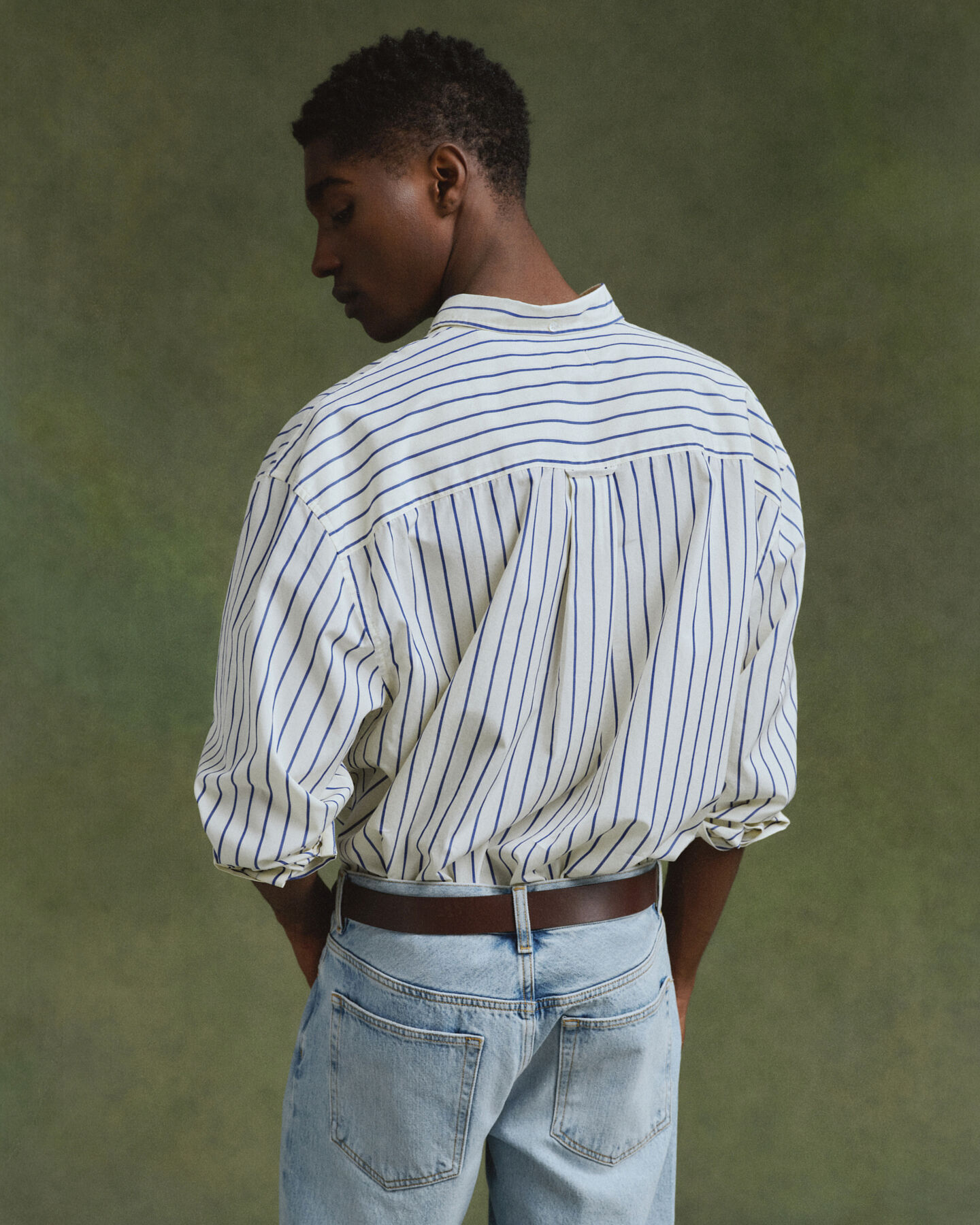 Oversize poplinskjorte med striber