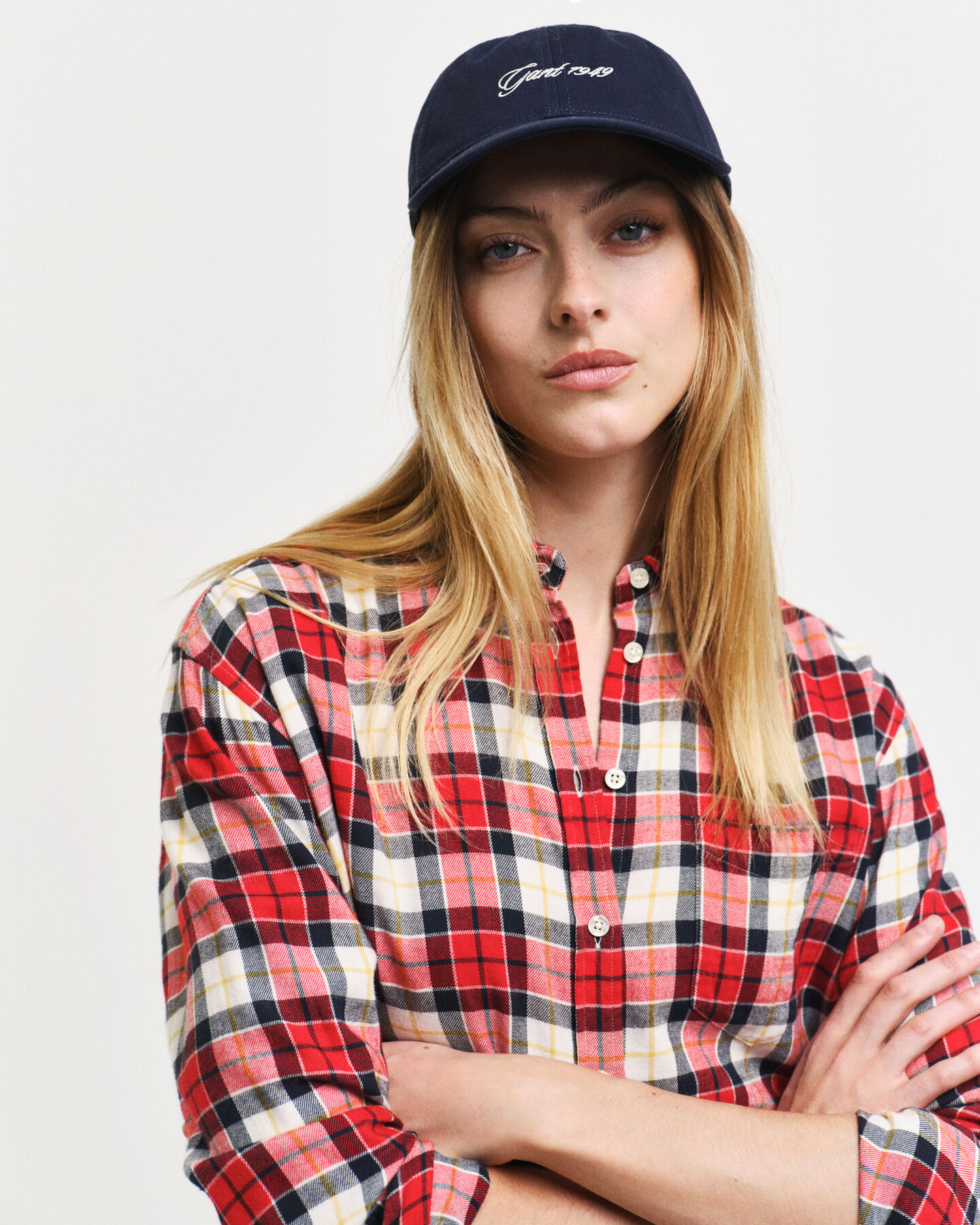 Cap af vasket bomuld med skrift