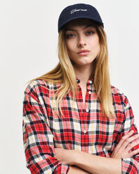 Cap af vasket bomuld med skrift