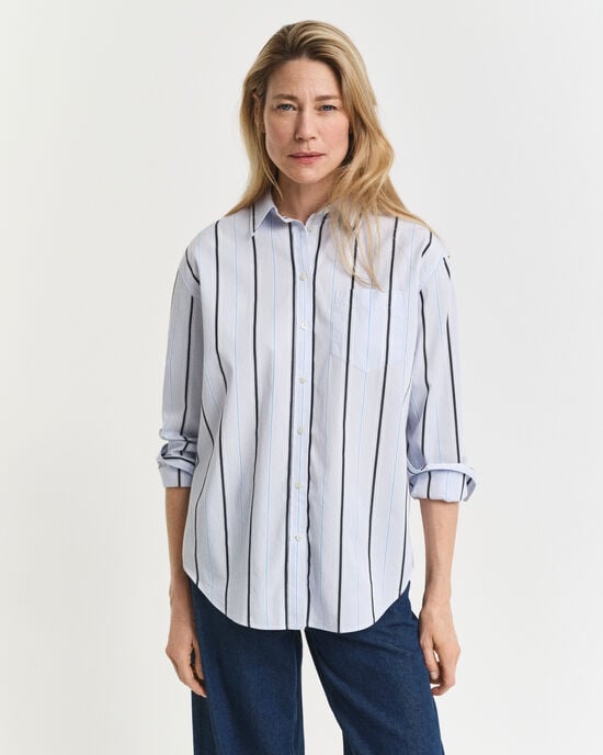 Relaxed fit klassisk stribet poplin-skjorte