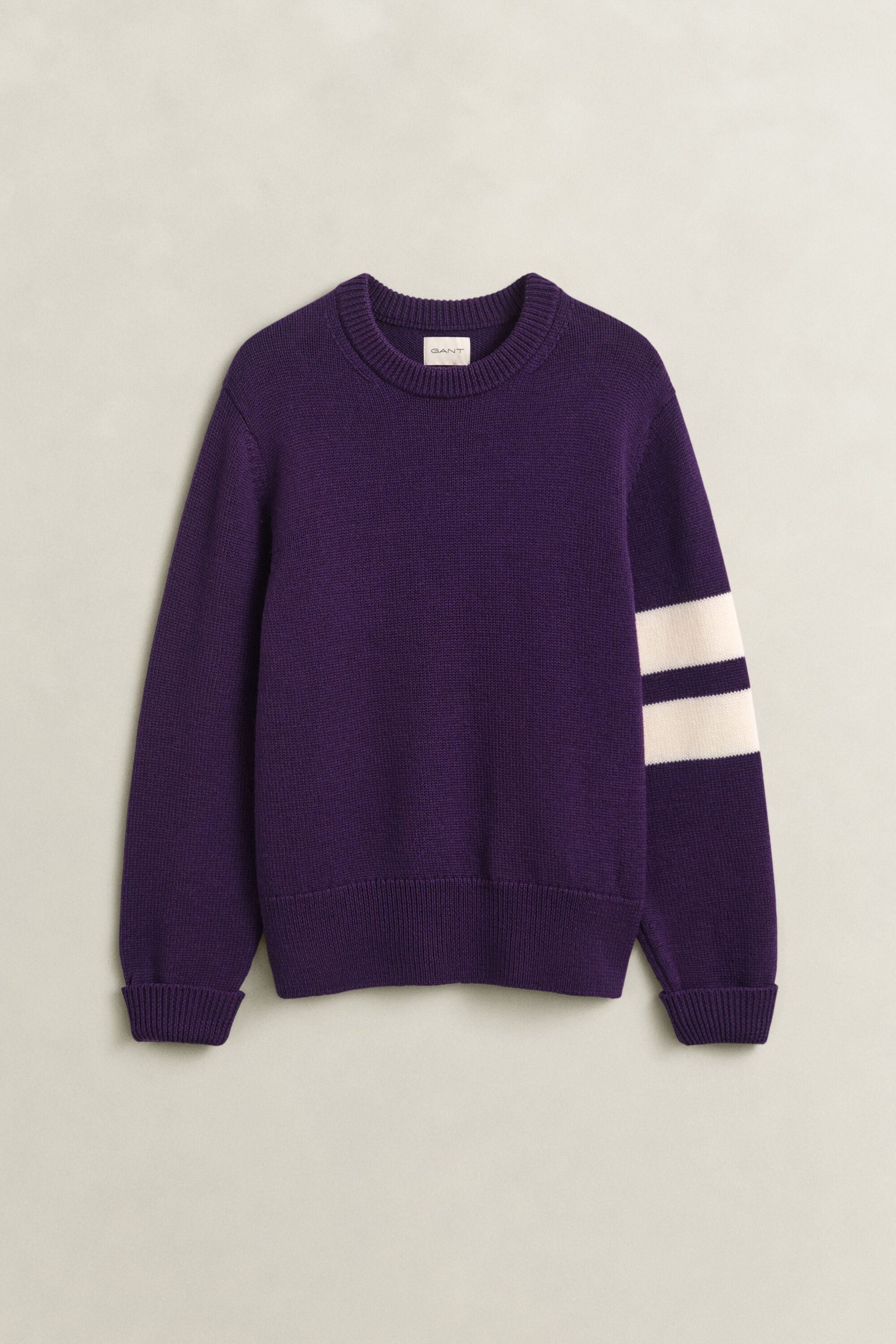 Stribet sweater i merinould