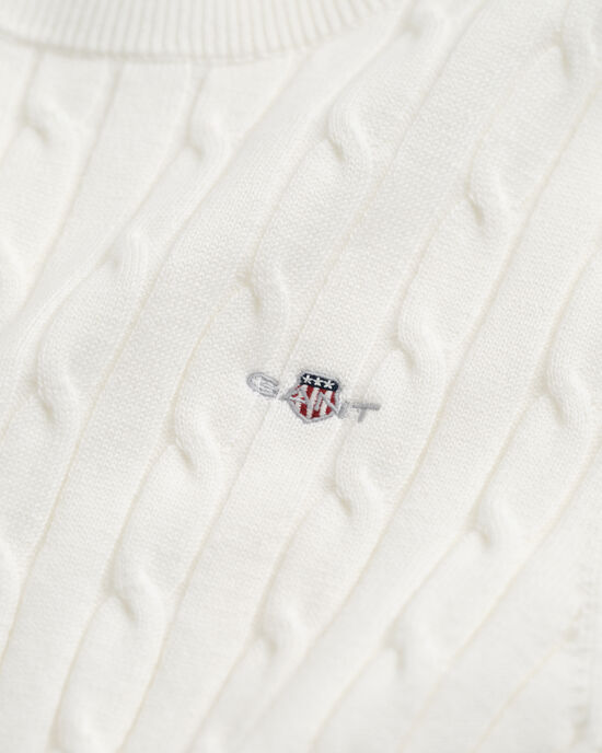 Sweater af strækbomuld med kabelstrik