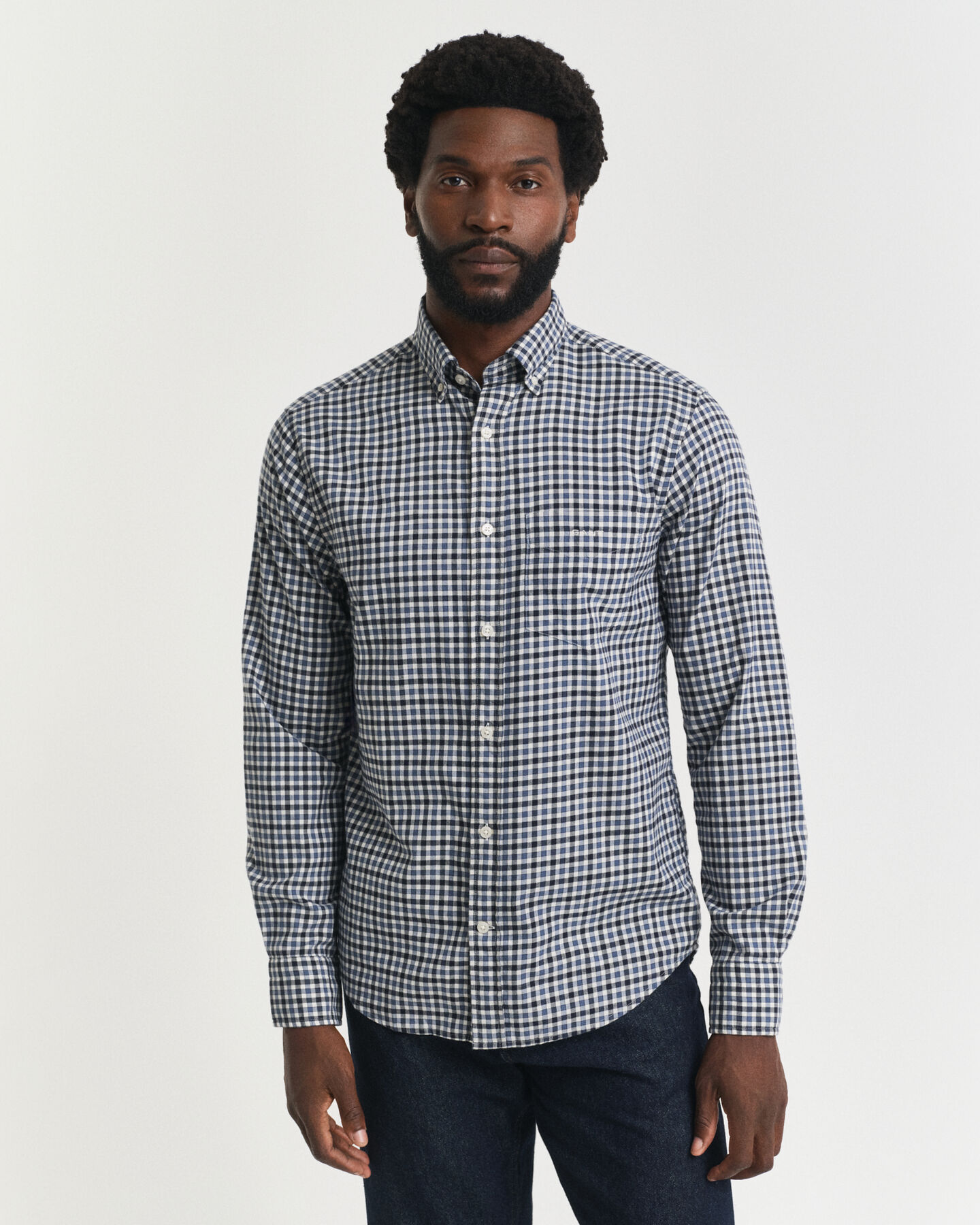 Regular fit gingham skjorte af twill