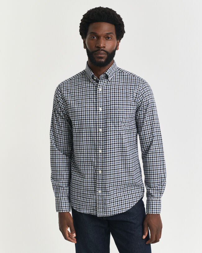 Regular fit gingham skjorte af twill