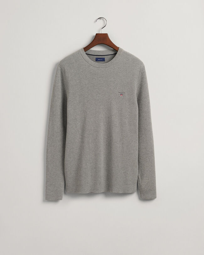 Texture crewneck sweater med ribstrik