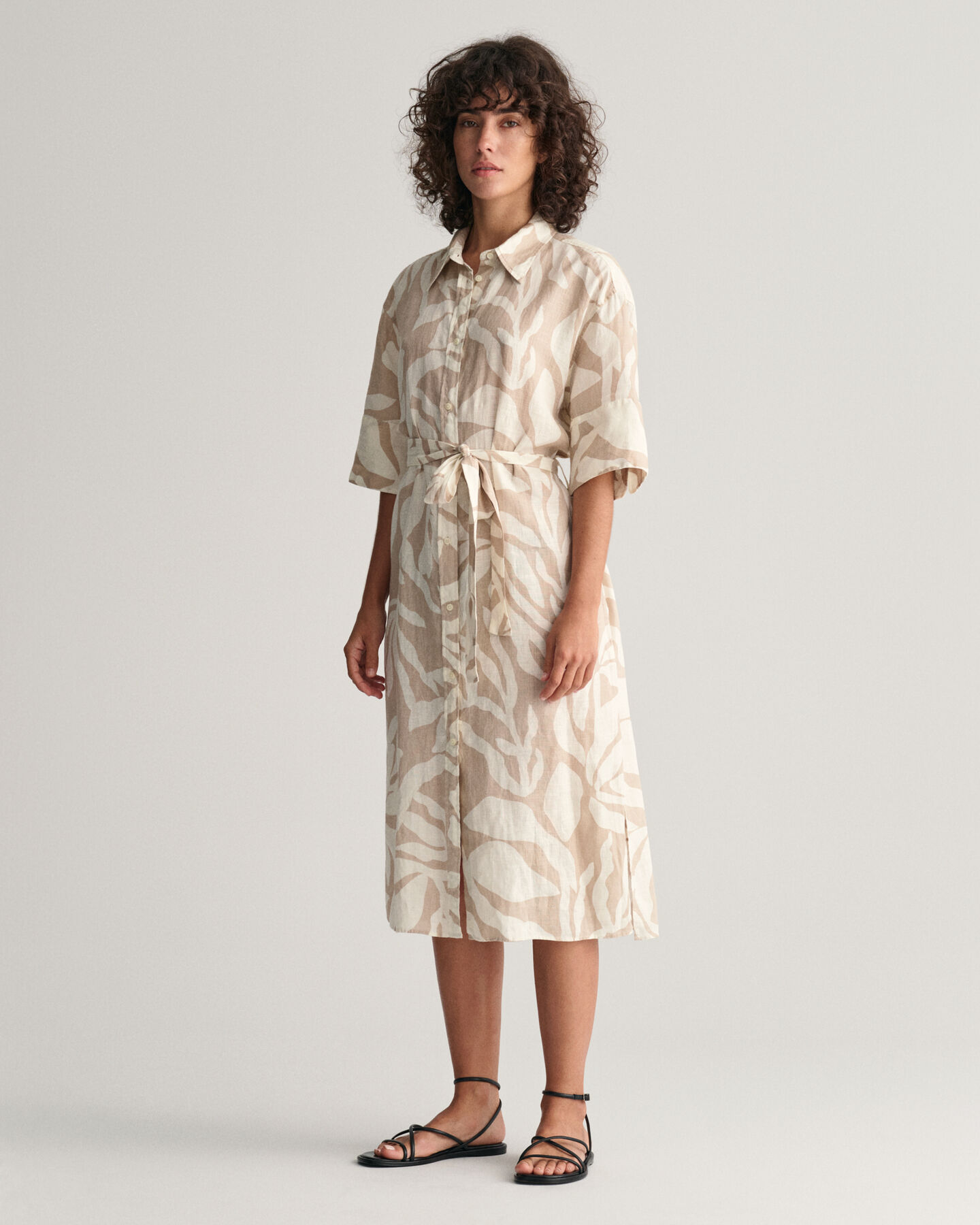 Palm Print skjortekjole af h&oslash;r