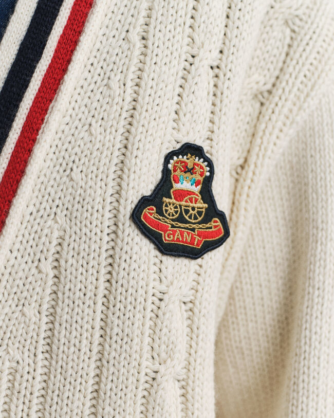 Gant Varsity kabelstrikket cardigan med V-hals