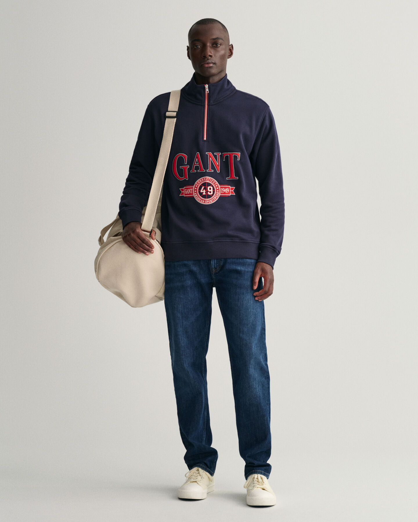 Retro Crest sweatshirt med halv lynlås