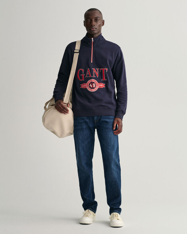 Retro Crest sweatshirt med halv lynlås