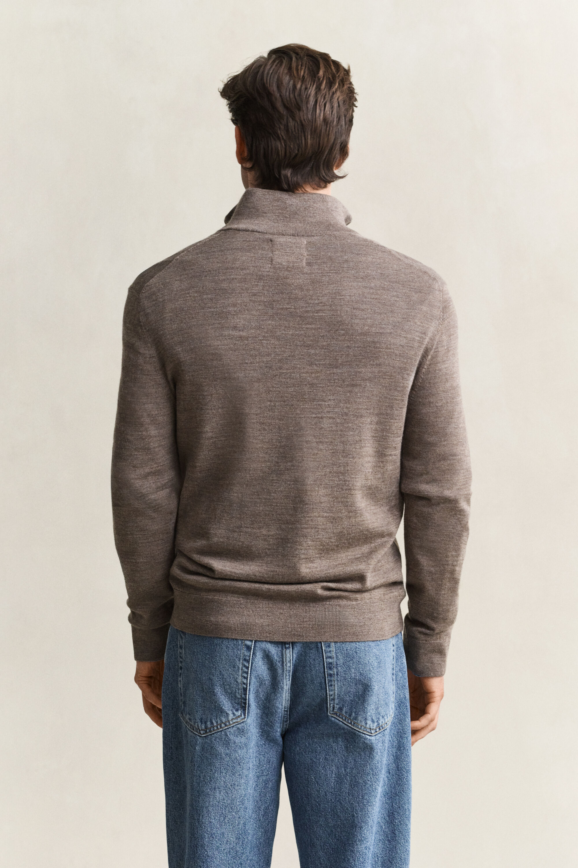 Sweater i merinould med halv lynlås