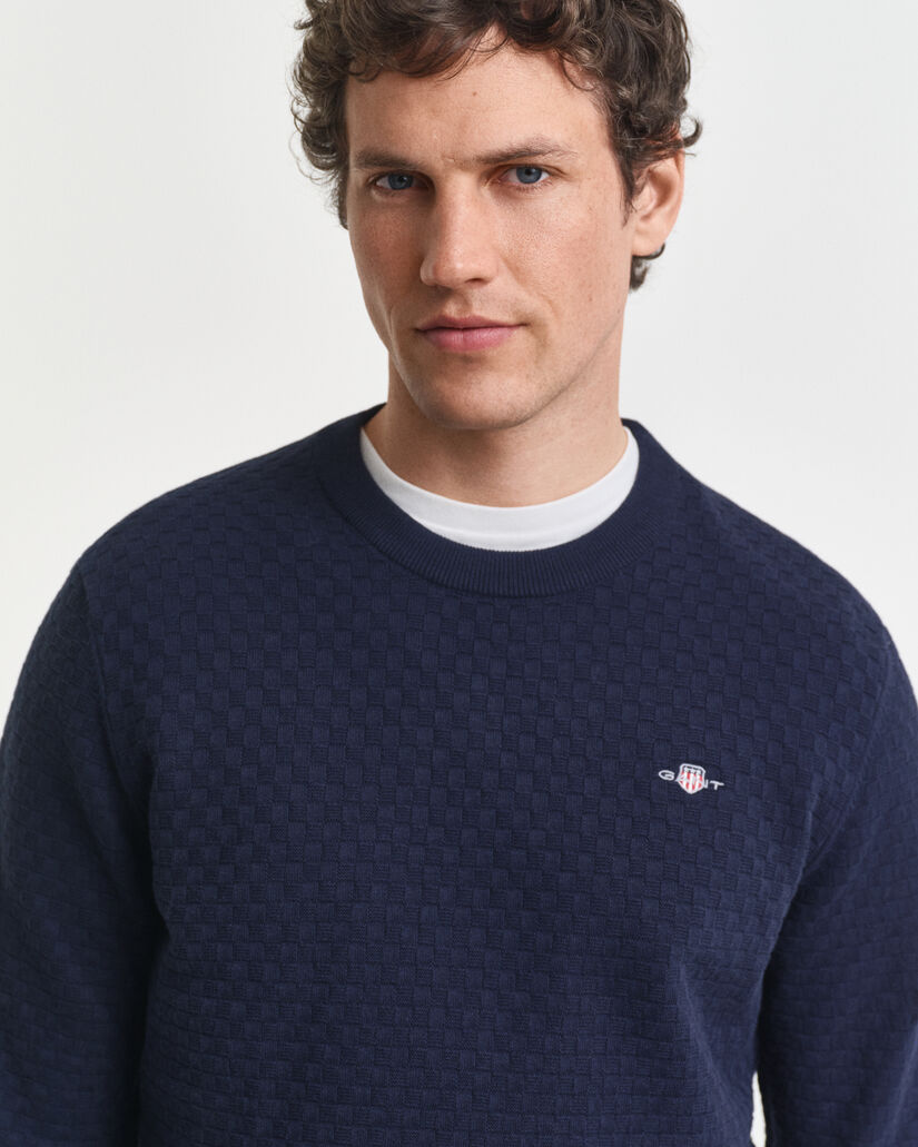 Crewneck sweater med mikrotekstur