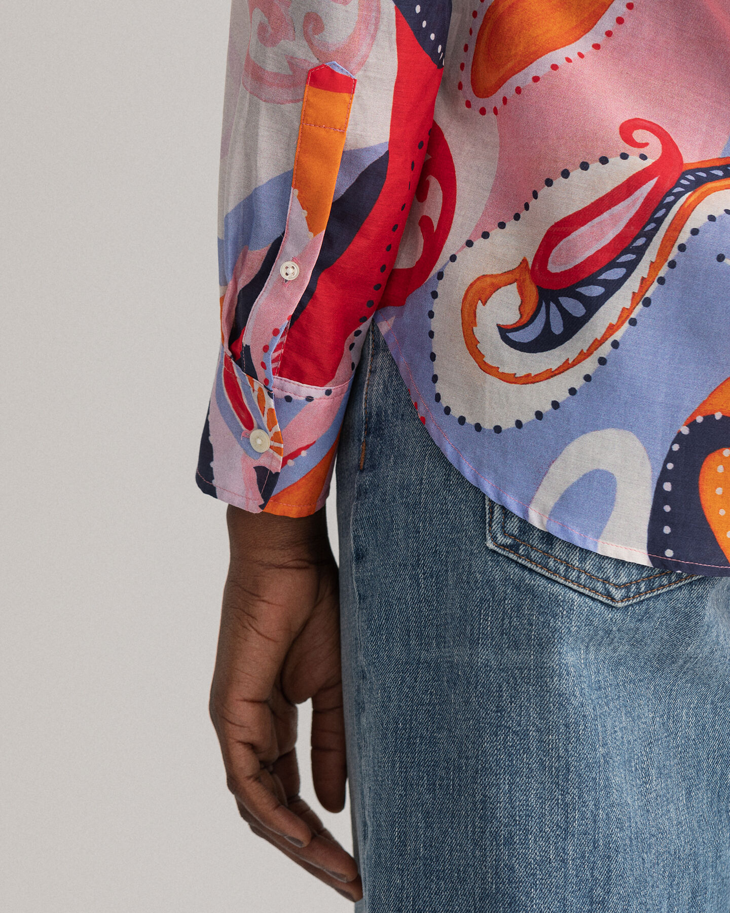 Regular fit paisley skjorte af bomuld og silke