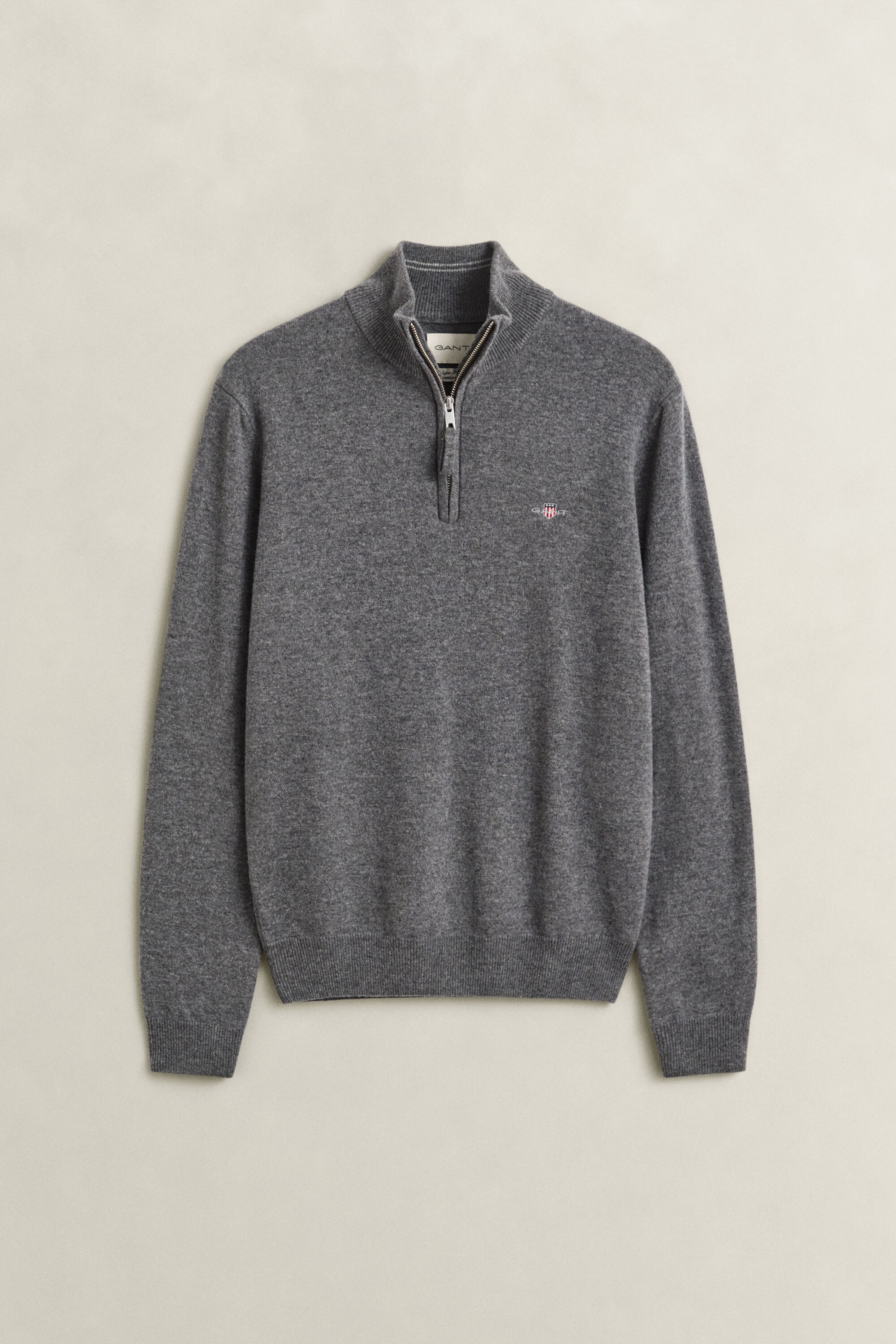 Sweater i lammeuld med halv lynlås