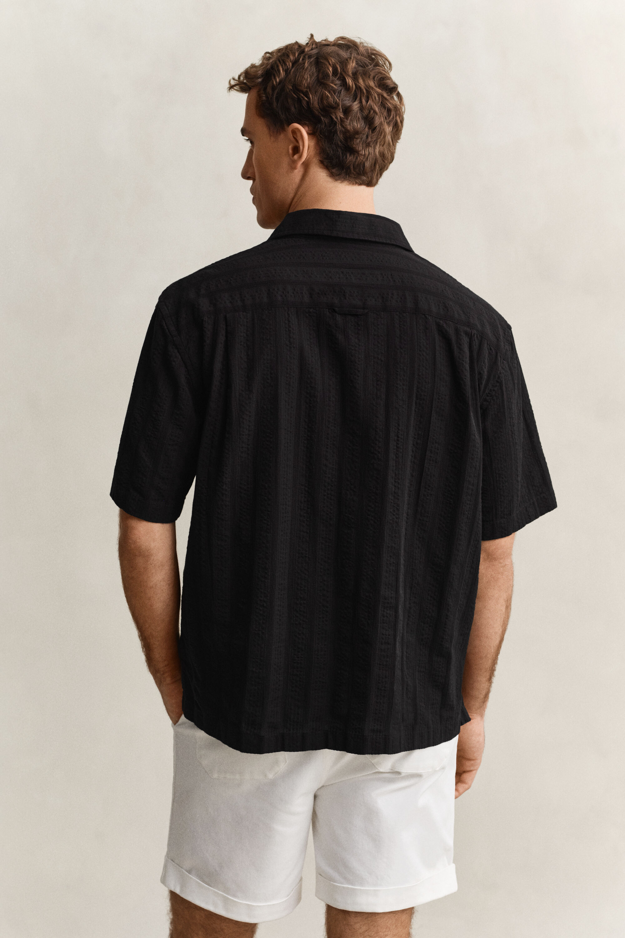 Relaxed fit dobby-stribet skjorte