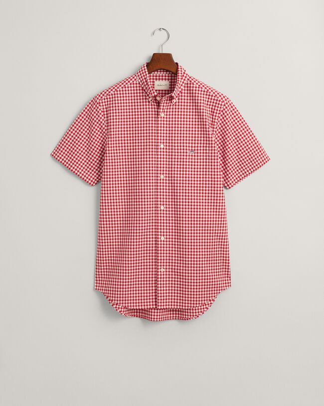 Regular fit klassisk gingham poplin-skjorte med korte &aelig;rmer