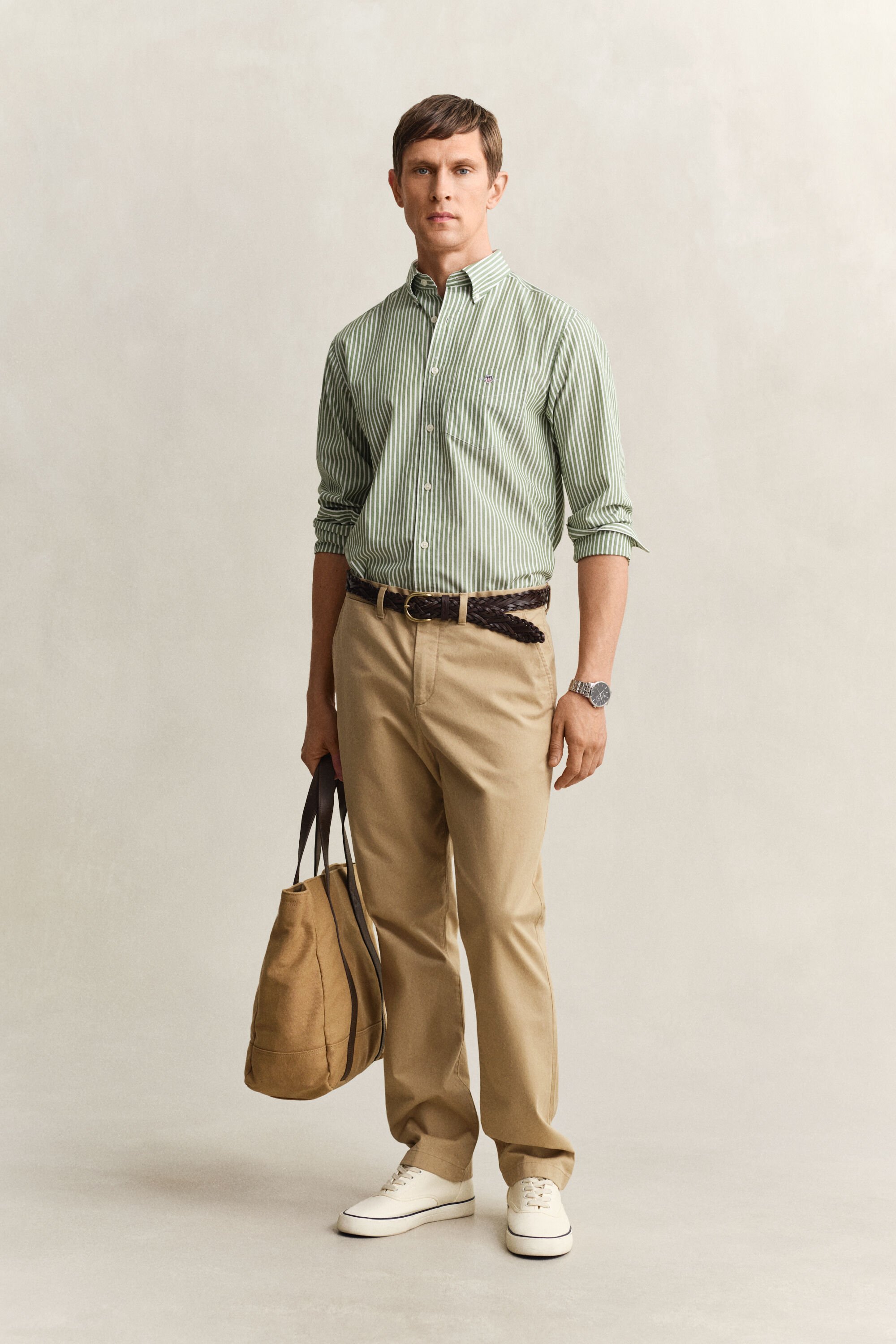 Stribet klassisk poplin-skjorte