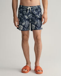 Classic fit badeshorts med Tropical Leaves-tryk