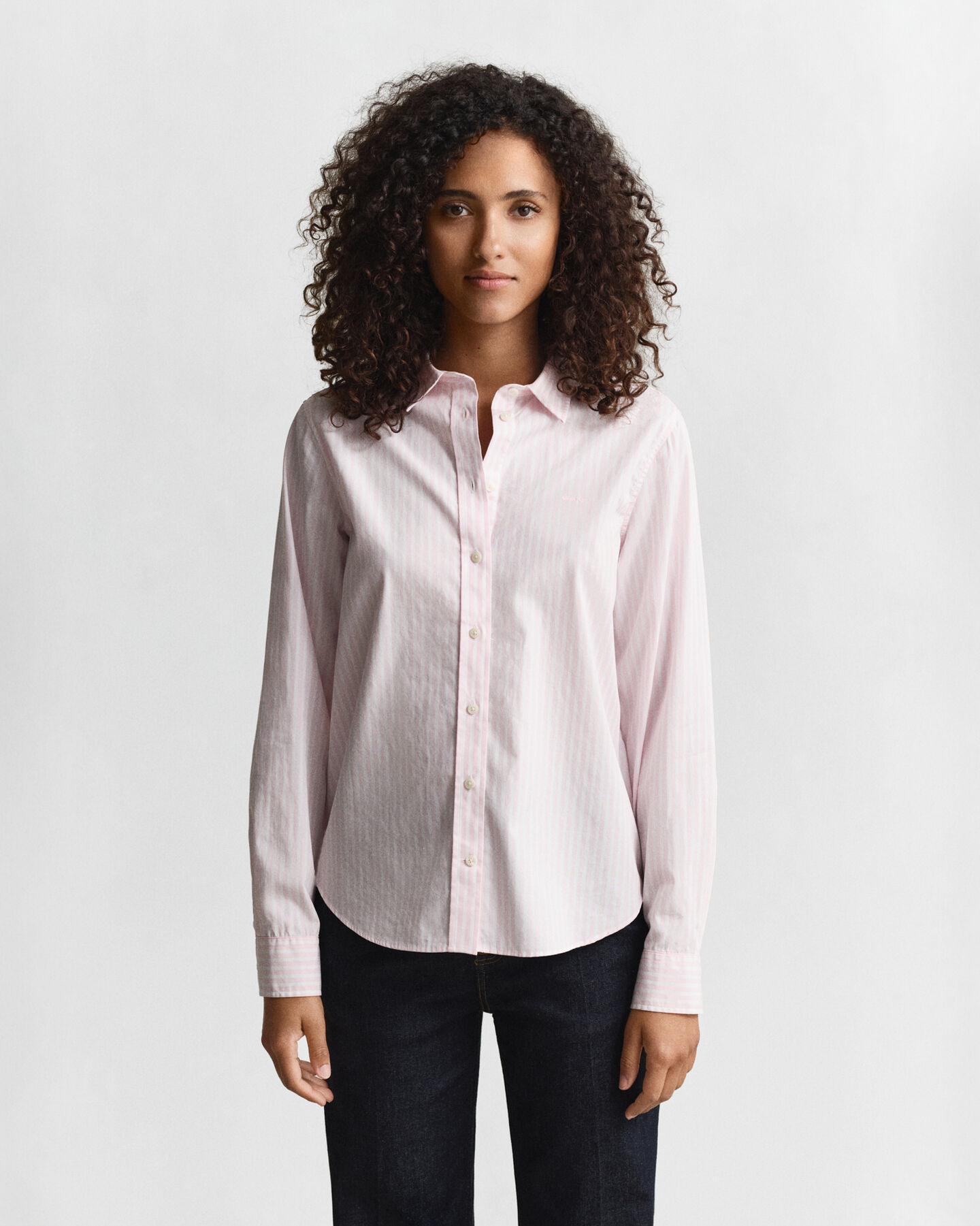 Regular fit klassisk stribet poplin-skjorte