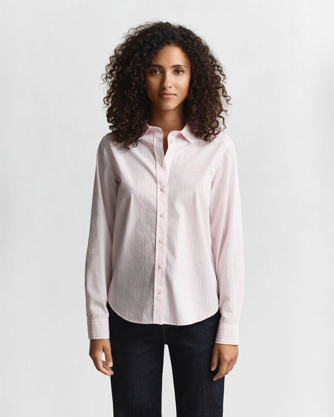 Regular fit klassisk stribet poplin-skjorte
