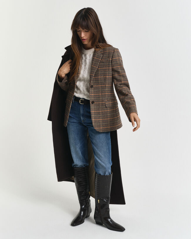 Regular fit houndstooth blazer i uld