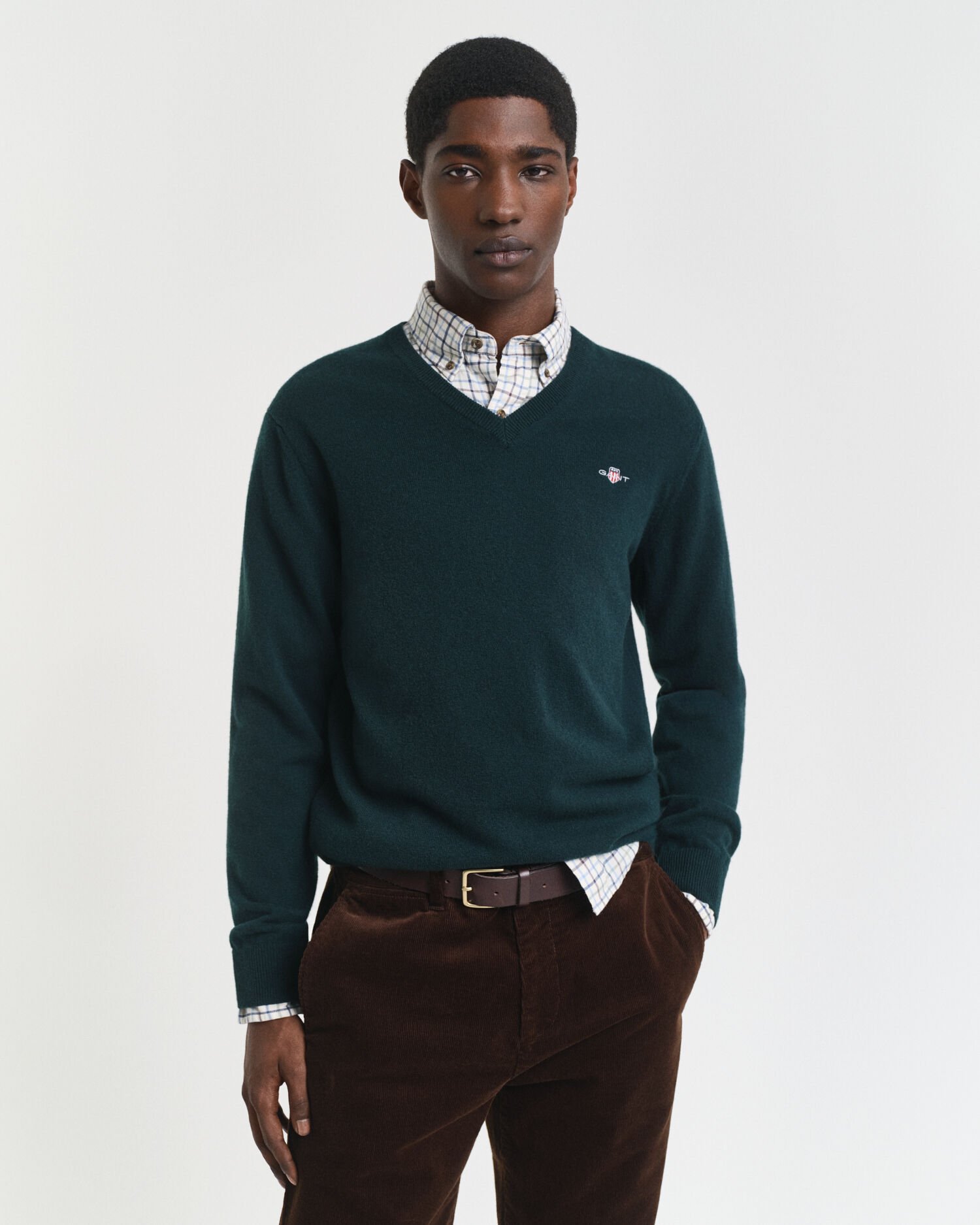 Sweater med V-hals af ekstra fin lammeuld