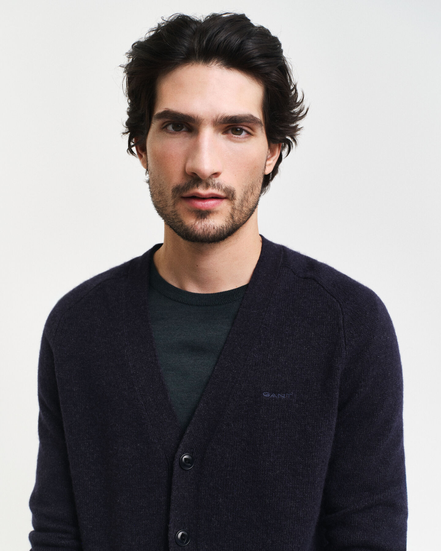 Cardigan af uldblanding